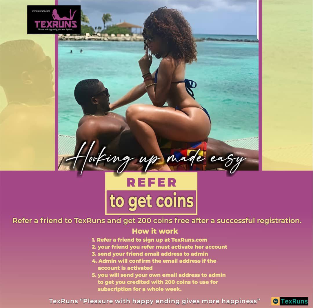 Texruns referral program: refer an escort and earn 200 coins